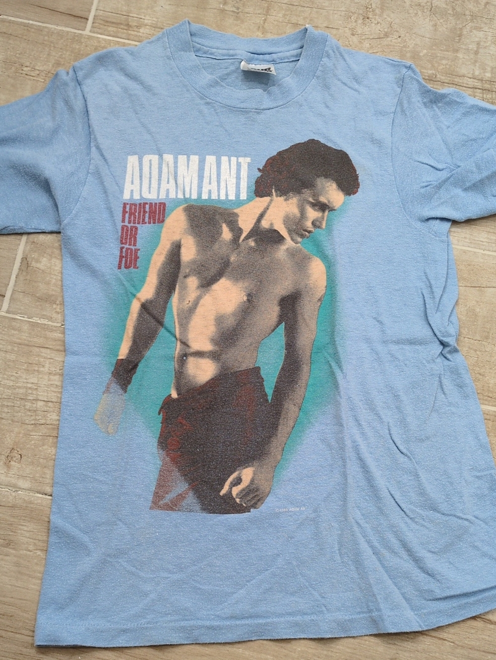 1983 vintage Light Blue Adam Ant Graphic T-Shirt. From his friend or foe tour.